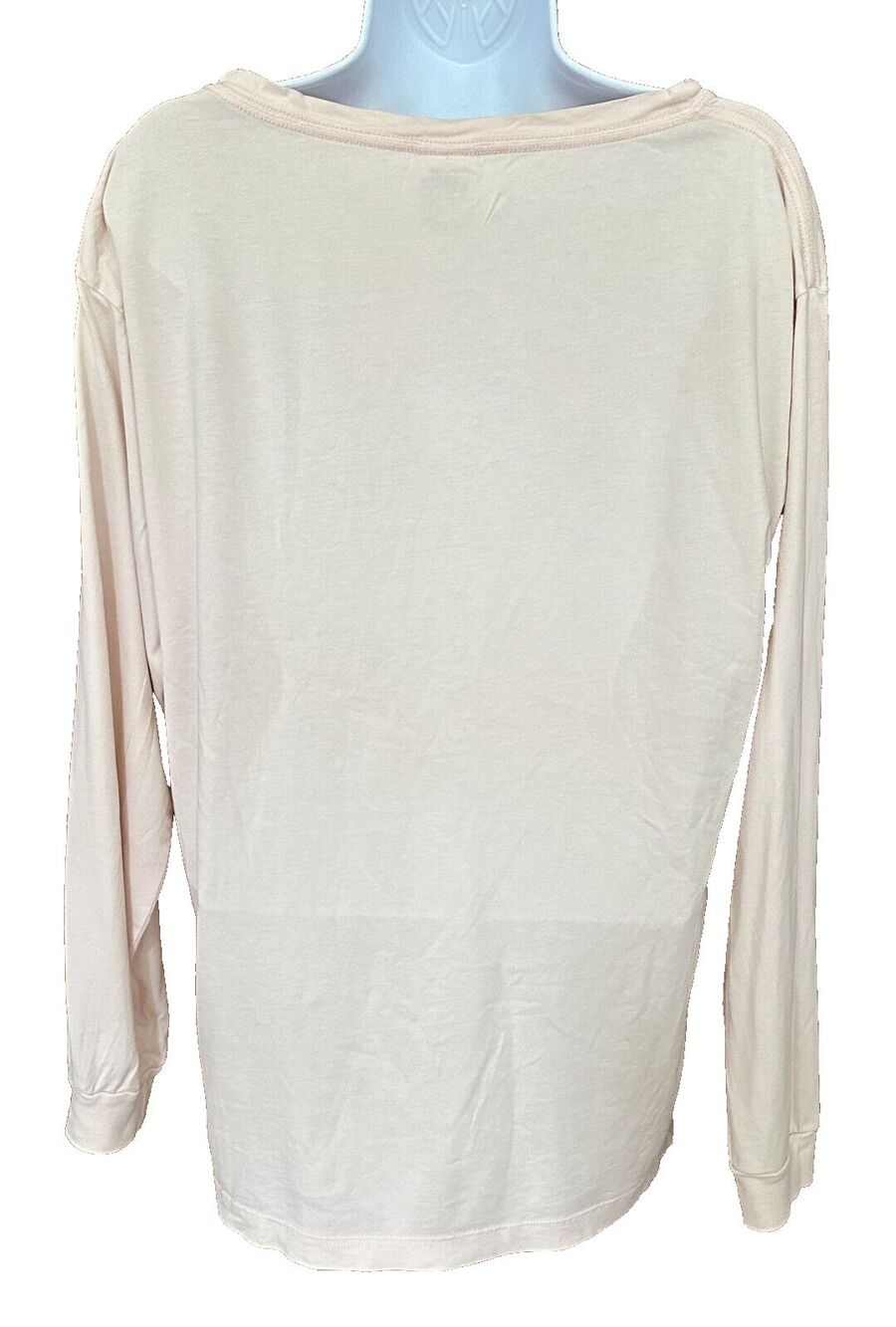 Victoria’s Secret PINK Spell-Out V-Neck Long Sleeve Pale Pink Shirt Size Small - Picture 2 of 8